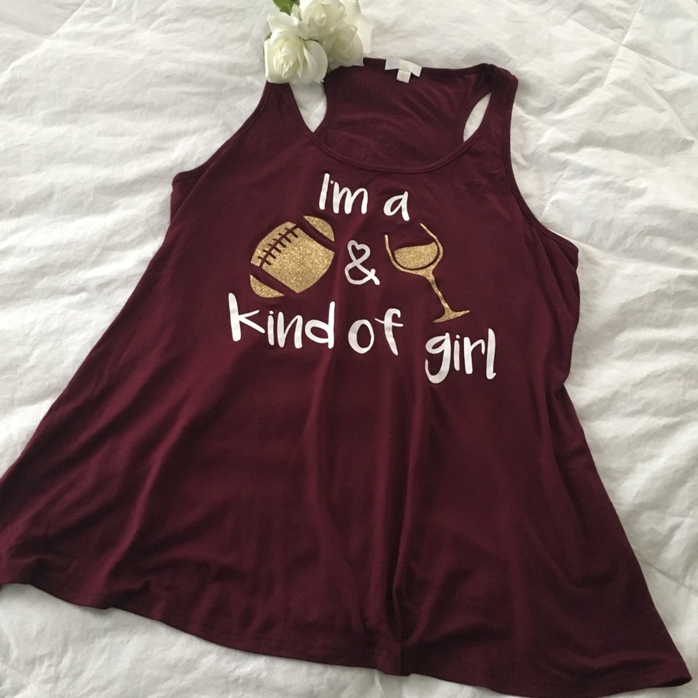 Size large maroon Racerback loose fit tank top